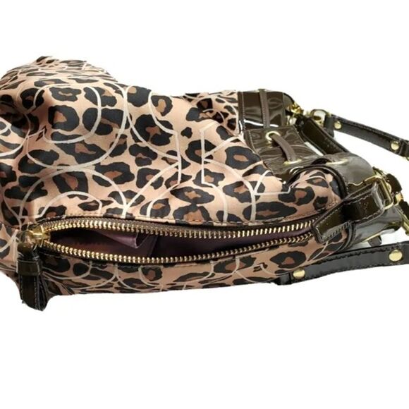 Coach 17768 Optic Marielle Ocelot Leopard Print Drawstring Shoulder Bag Sateen - Picture 3 of 7